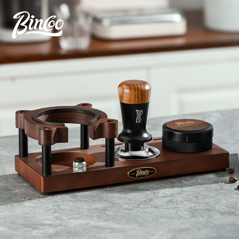 Bincoo咖啡压粉底座布粉器压粉锤收纳座多功能实木手柄支撑填压座