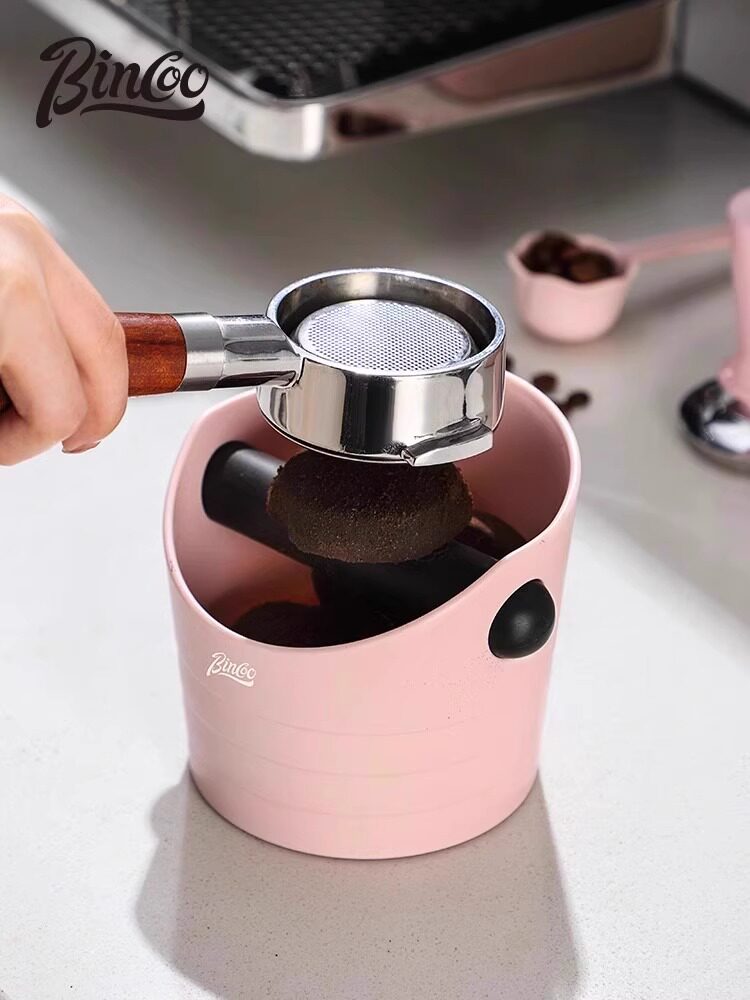 Bincoo咖啡粉渣盒桌面敲渣桶吧台意式咖啡粉饼收纳盒粉色迷你渣盒