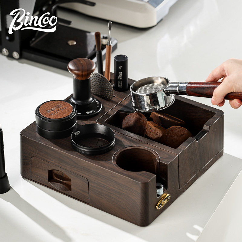 Bincoo多功能咖啡压粉底座布粉器压粉器大容量敲渣盒套装51/58mm