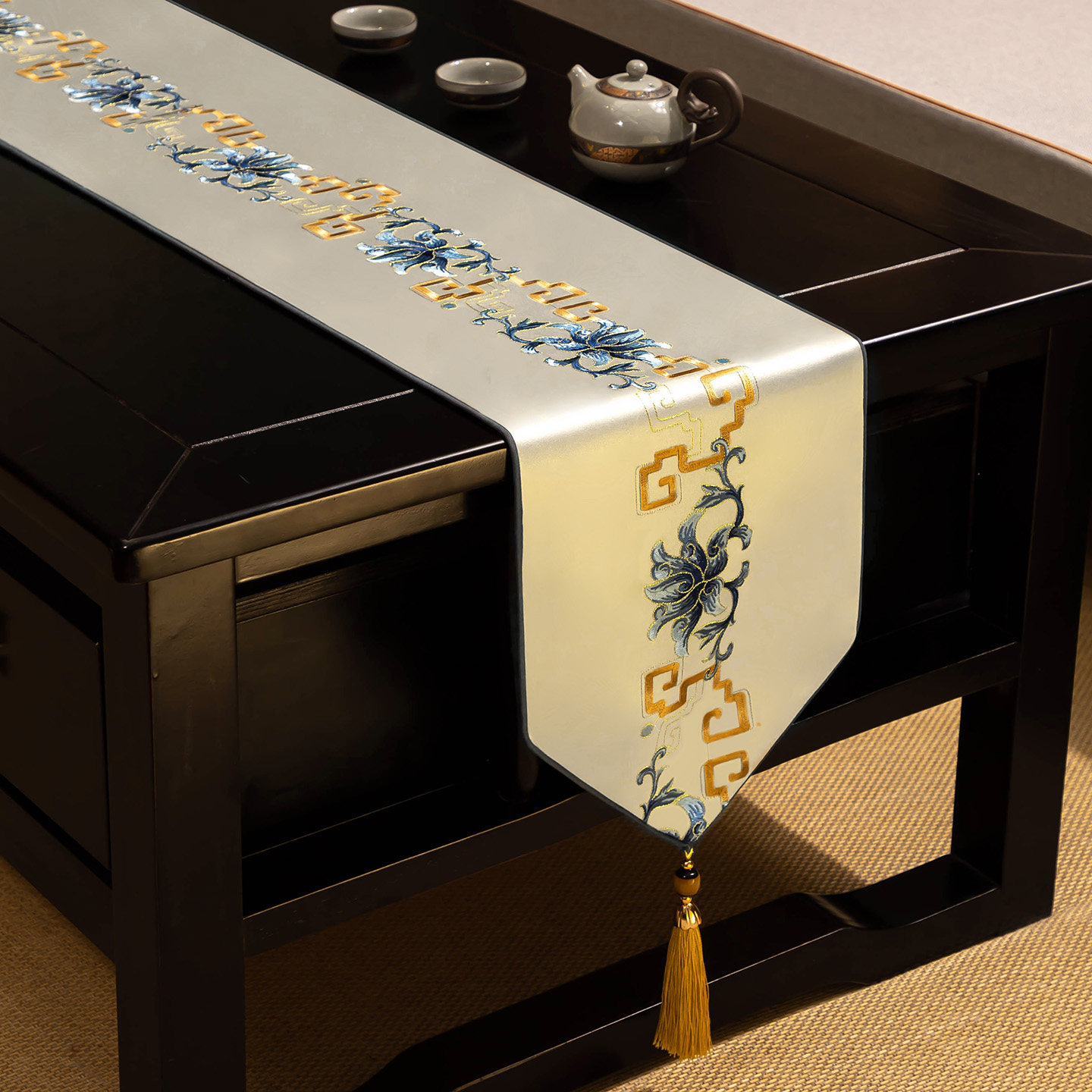 新中式桌旗长条茶席防水茶台布艺轻奢高端氛围感茶几桌布茶桌垫布,居家布艺,茶席,淘宝优惠券,粉丝福利购,淘宝优惠卷