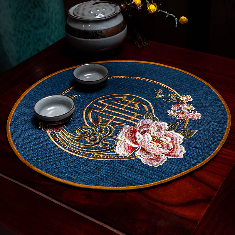 新中式茶几防烫垫刺绣餐垫布艺花瓶垫子中国风麻布托盘布垫防滑垫,居家布艺,餐垫,淘宝优惠券,粉丝福利购,淘宝优惠卷