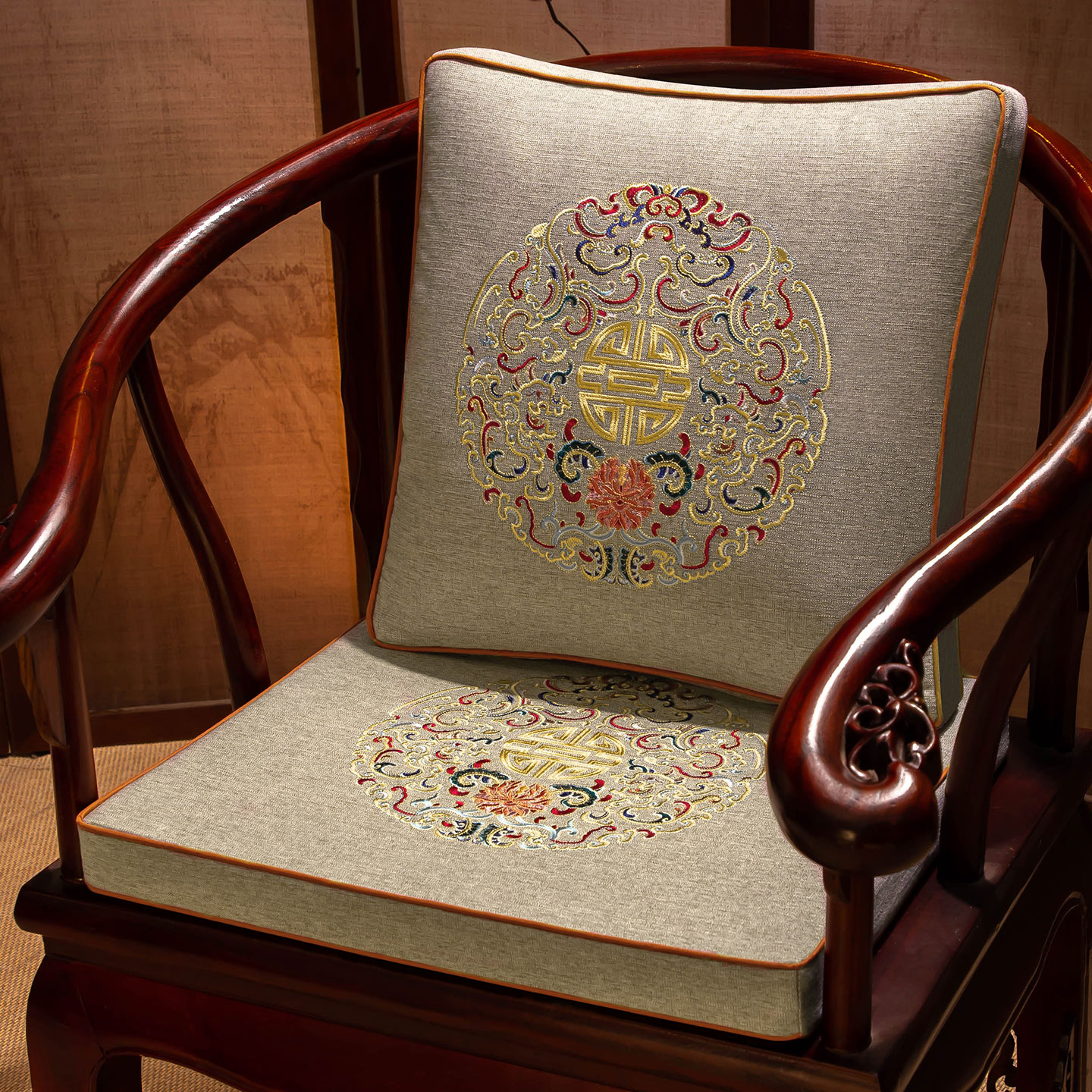 中式坐垫椅垫靠背一体