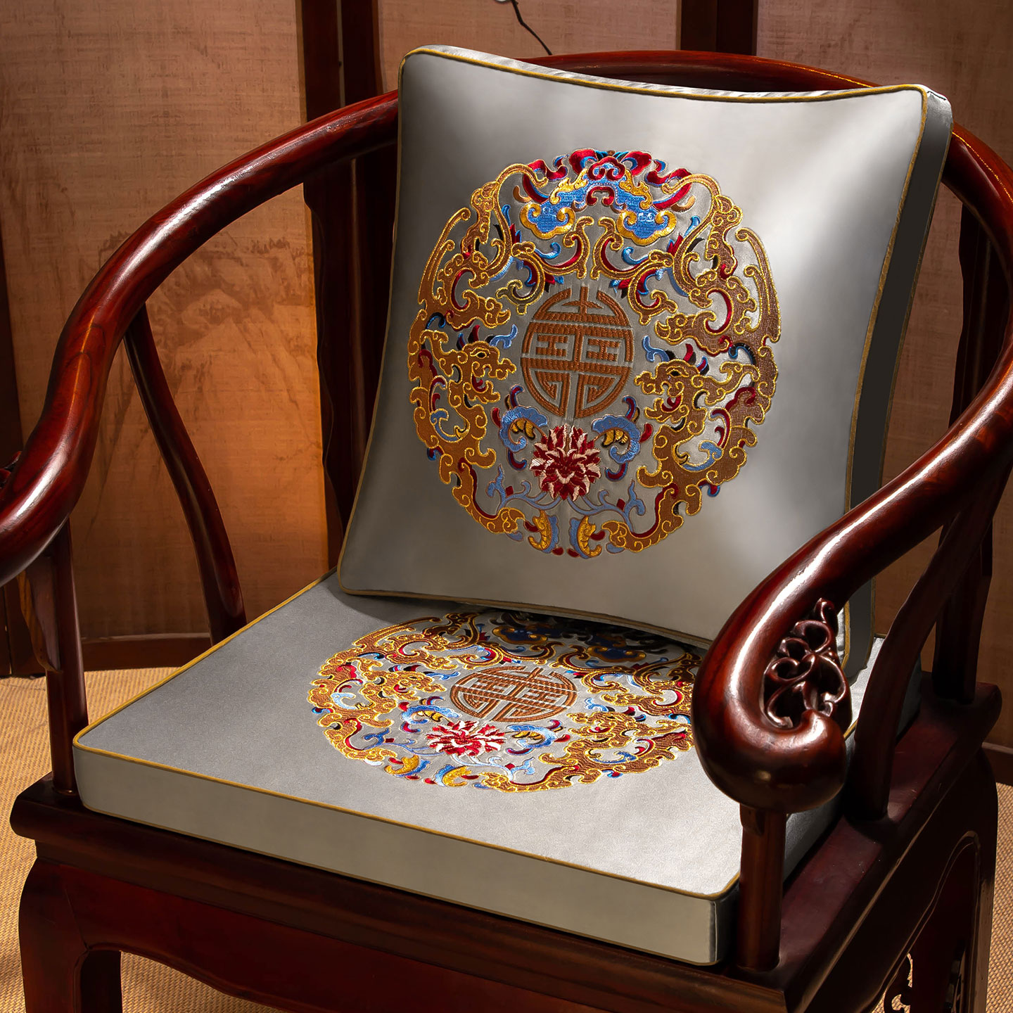 中式红木椅子坐垫护腰靠垫