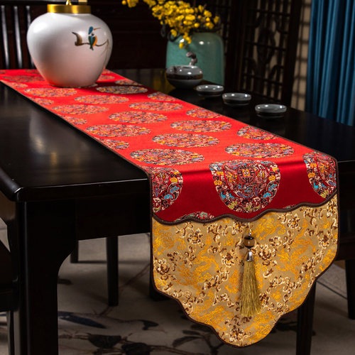 中式桌旗红色喜庆禅意客厅中国风