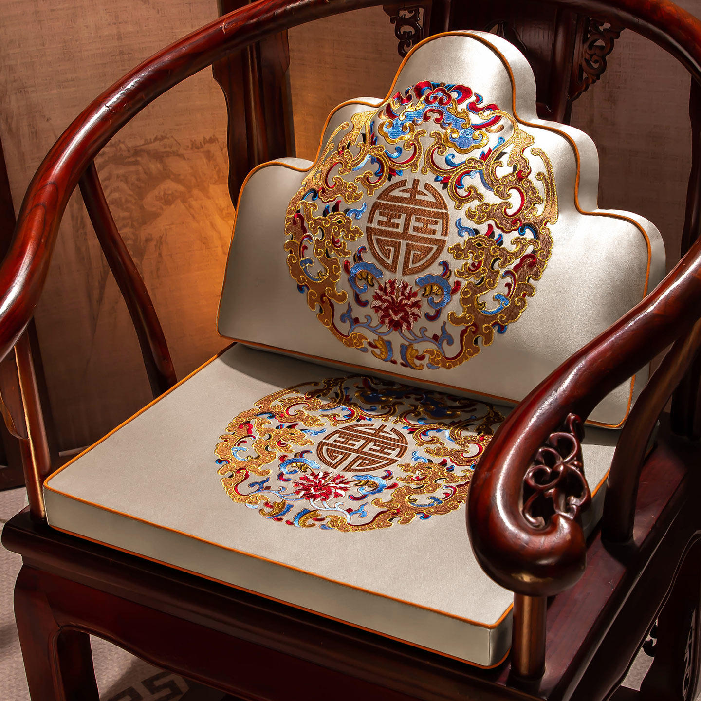 中式红木椅子坐垫刺绣红木沙发垫实木圈椅椅垫靠山枕加厚座垫定制,居家布艺,椅垫,淘宝优惠券,粉丝福利购,淘宝优惠卷