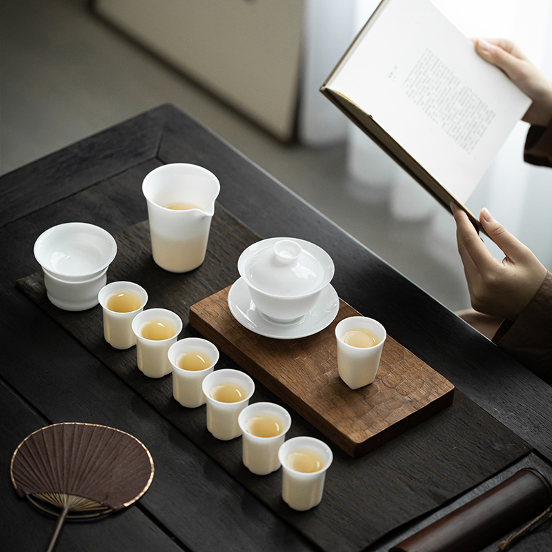 德化陶瓷冰种玉瓷整套茶具