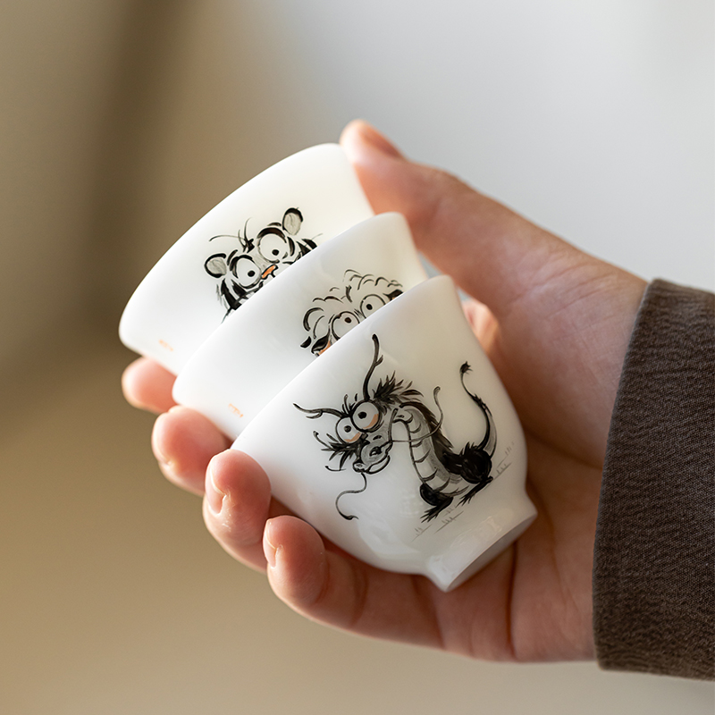 墨彩手绘可爱创意十二生肖图