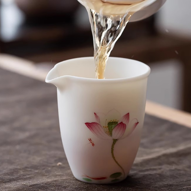 德化陶瓷羊脂玉手绘公道茶海