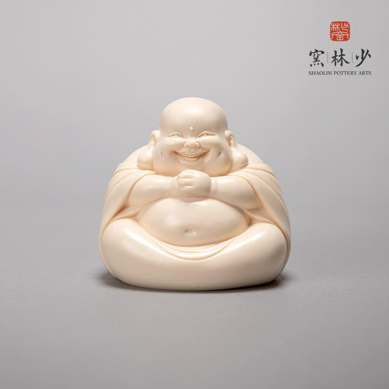 少林窑和气生财陶瓷弥勒佛摆件车载笑佛家居客厅电视柜酒柜装饰品