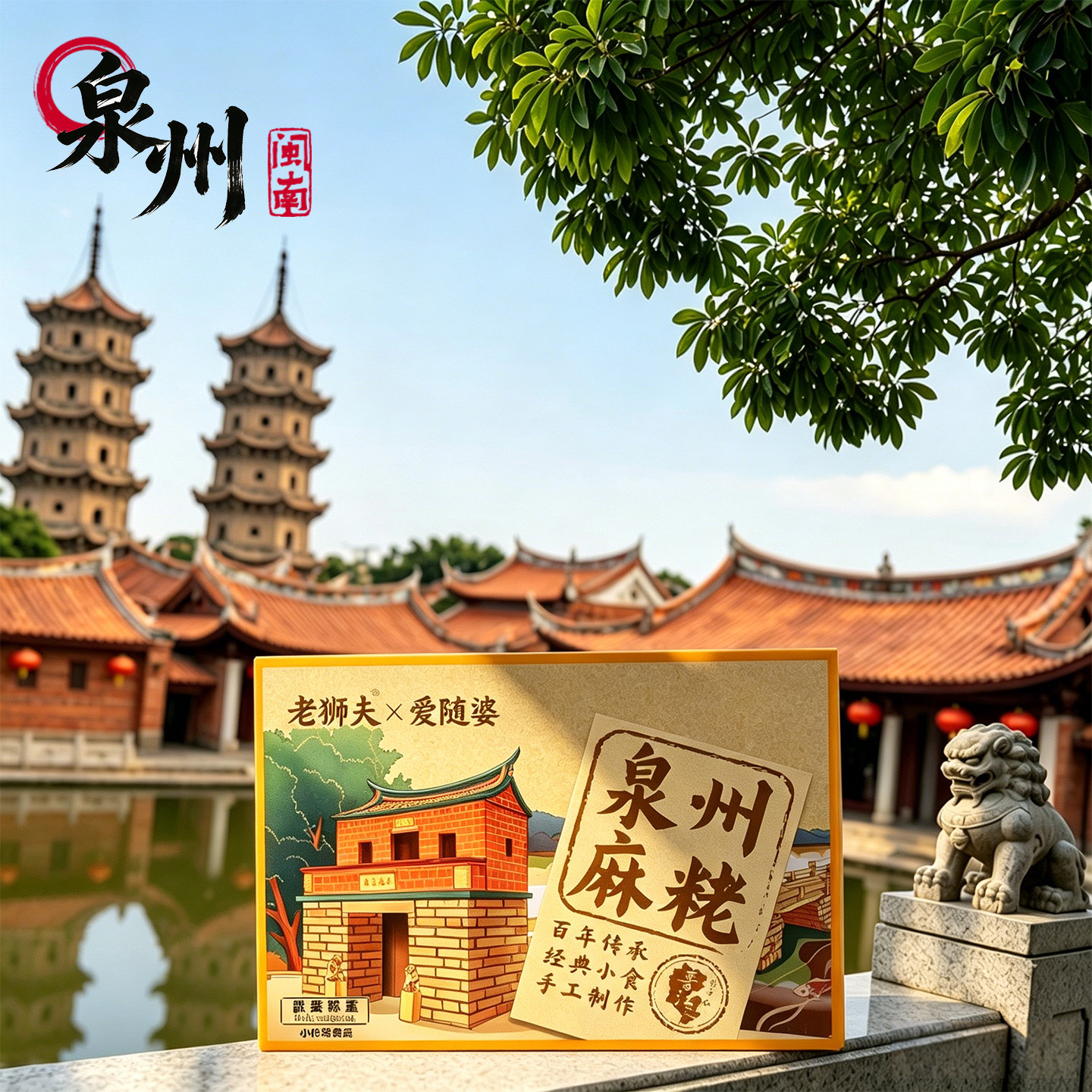 老狮夫麻粩福建泉州特产伴手礼中式传统糕点茶配油炸蓼花糖大金枣