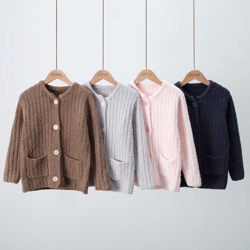 半边绒儿童家居服单件上衣