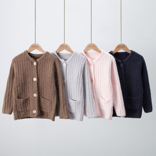 半边绒儿童家居服单件上衣