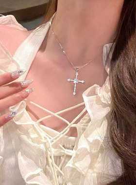 星芒十字架冷淡风闪耀锁骨链锆石