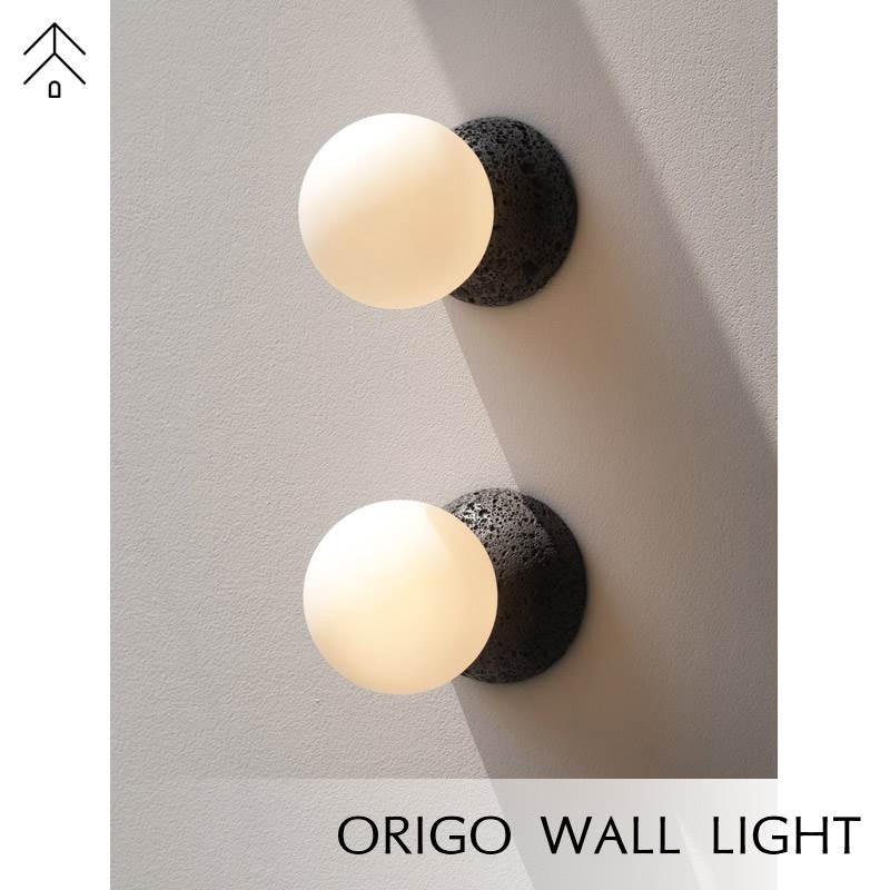 Origo极简水磨石诧寂风客厅背景墙过道玄关北欧圆球卧室床头壁灯