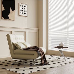 单人折叠休闲椅坐卧两用沙发床黑色沙发椅阳台躺椅复古奶油风家用