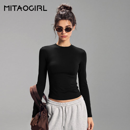 MITAOGIRL肯豆春秋季修身瑜伽T恤