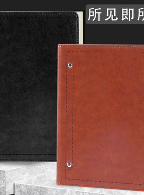 红缘HY-B7025笔记本子a5棕色定制可印logo加厚记事本商务b5黑色皮面本工作会议记录本子办公简约大学生日记本