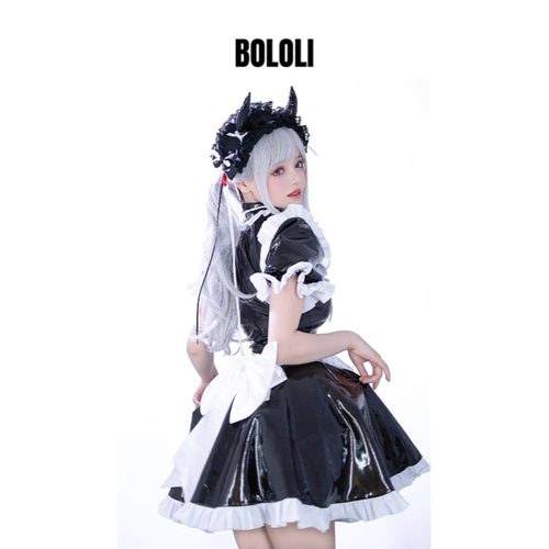 BOLOLI进口漆皮复古黑白女仆装