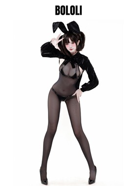 BOLOLI日本设计质感面料黑色漆皮燕尾兔女郎套装cosplay摄影会