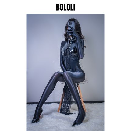 BOLOLI国风中华娘高开叉漆皮旗袍丝滑打底主播穿搭cosplay摄影会