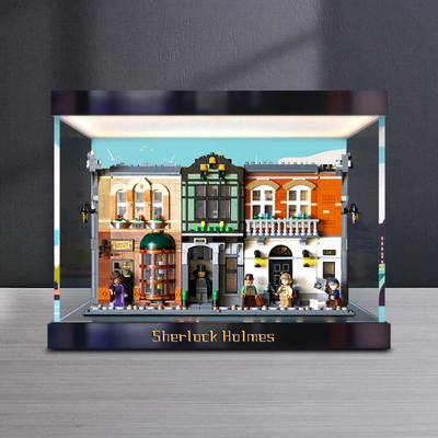 适用 10351夏洛克福尔摩斯书立模型积木透明灯箱亚克力防尘收纳盒