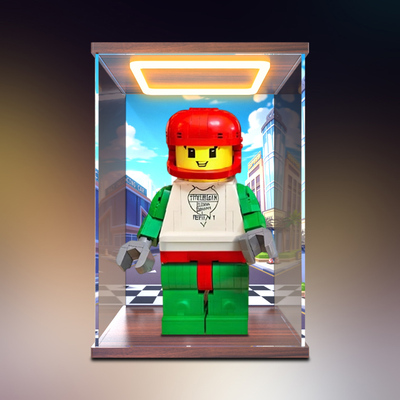 适用乐高 40819大比例赛车手小人仔拼搭积木手办展示盒灯光展示柜