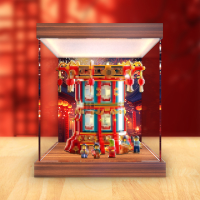 新春福来运转灯亚克力展示柜适用积木80116 透明防尘盒手办收纳盒