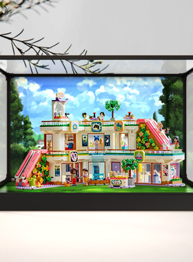 展示柜适用乐高42604 好朋友系列心湖商城模型合金框亚克力防尘架