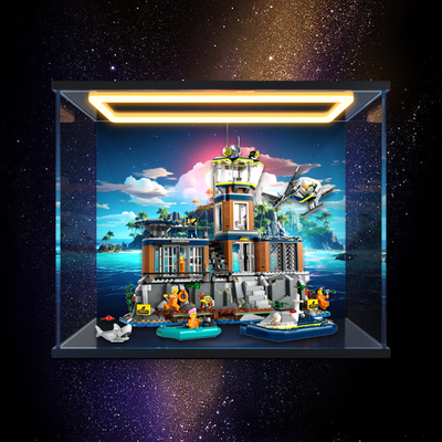 亚克力回形灯展示柜适用乐高城市系列60419 监狱岛模型手办收纳架