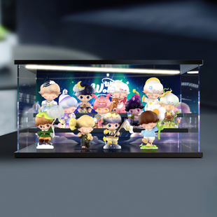 适用POPMART泡泡玛特DIMOO梦里梦外系列盲盒手办灯光亚克力展示柜