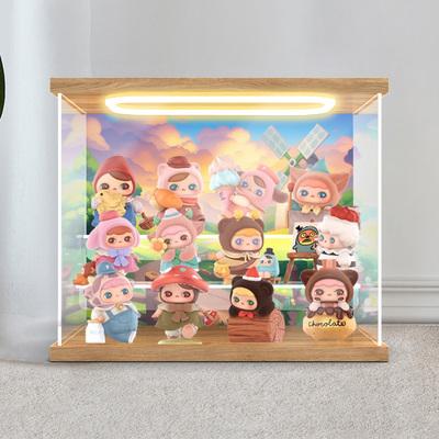 佳寻适用泡泡玛特毕奇PUCKY精灵市集系列盲盒亚克力灯光展示柜