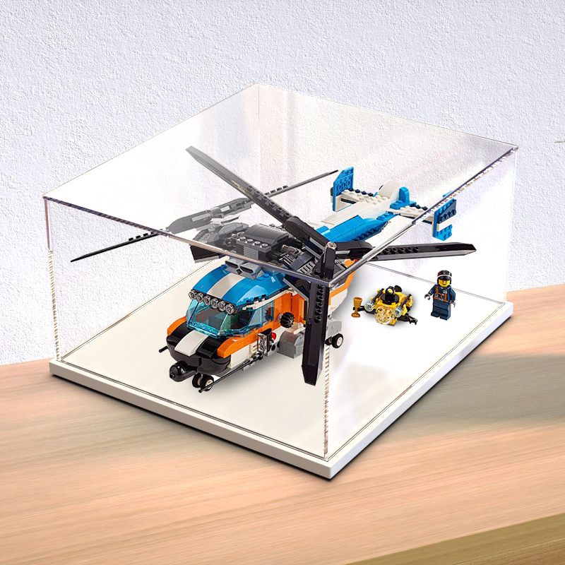 亚克力展示盒适用乐高31096 双螺旋桨直升机模型玩具防尘盒收纳罩