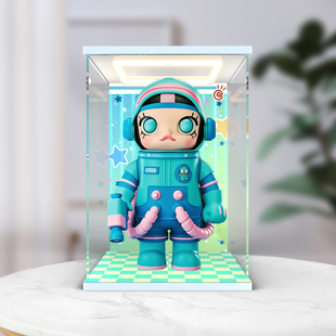 适用泡泡玛特Molly 400% 三丽鸥 半鱼人手办亚克力回形灯展示柜