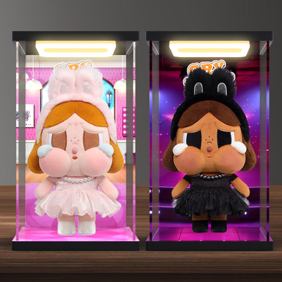 适用泡泡玛特 CRYBABY SHINY SHINY 潮玩公仔防尘罩回型灯展示柜