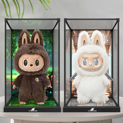 适用泡泡玛特zimomo阴晴大天使 labubu公仔 亚克力透明收纳展示柜