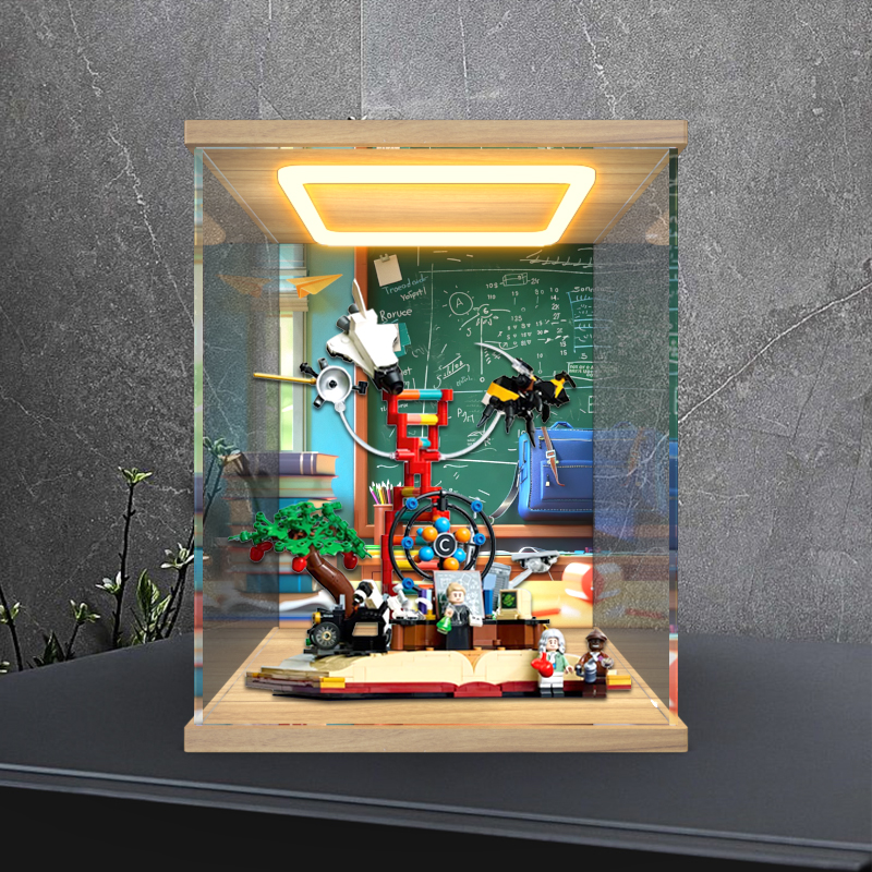 亚克力透明展示柜适用 21355知识就是力量积木拼装模型灯光防尘罩