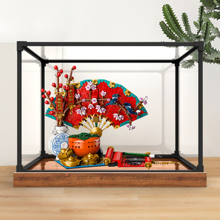 适用 乐高 中国春节系列 80117 五福迎春积木亚克力合金框展示柜