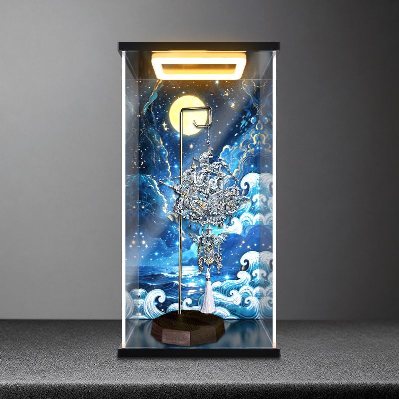 佳寻适用拼酷奇境·探梦帆船 3D金属拼装模型回灯亚克力展示柜图片
