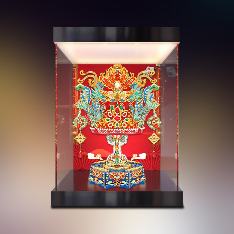 灯箱款防尘收纳柜适用同趣有凤来仪展示盒八音盒凤冠积木新婚礼物