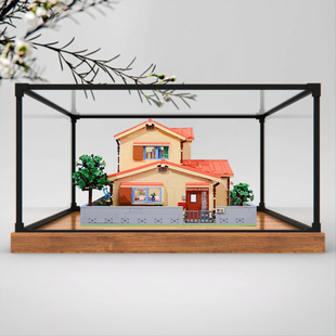 合金框展示柜适用Keeppley哆啦A梦野比大雄的家积木亚克力模型架