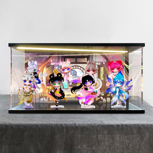 适用rolife 若来 SURI苏蕊灵风镇系列 盲盒带灯亚克力防尘展示柜