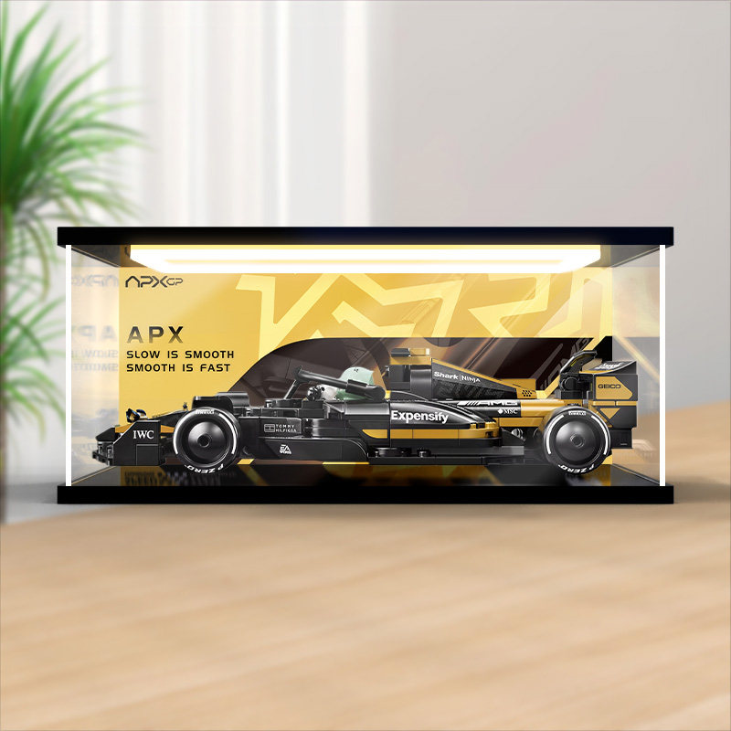 佳寻适用speed超级赛车77252 F1大电影同款APXGP赛车回型灯展示柜 - 实物图