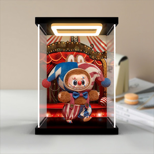 防尘收纳盒适用泡泡玛特WHY SO SERIOUS 万圣节搪胶亚克力展示柜