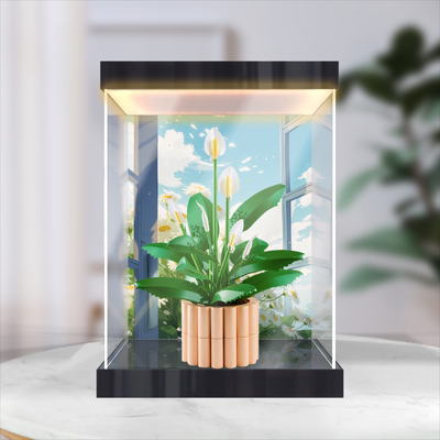 亚克力展示盒适用乐高11504和平百合积木花卉系列防尘灯箱收纳柜