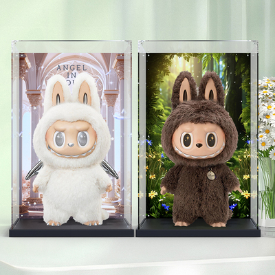 适用泡泡玛特zimomo labubu 大首领阴晴大天使公仔 亚克力展示柜
