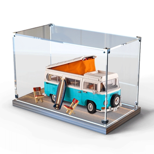 适用乐高10279大众露营车T2亚克力展示柜 透明盒木质底手办收纳架