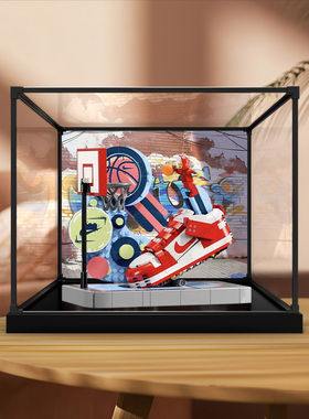 亚克力展示柜适用乐高43021街球玩家.Dunk透明防尘手办收纳盒