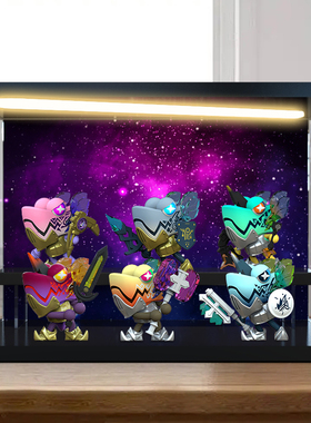 适用 WASATOY变色龙盲盒梦想新大陆潮玩手办透明灯光场景架展示柜