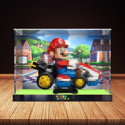 适用72037马力欧卡丁车积木模型亚克力展示盒防尘罩子手办收纳柜