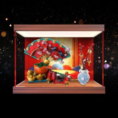 亚克力展示柜适用新春80117五福迎春 积木模型透明防尘手办收纳架